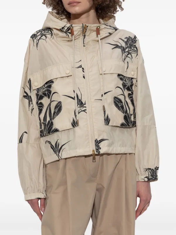 Moncler floral-print Jacket | Neutrals | FARFETCH ID
