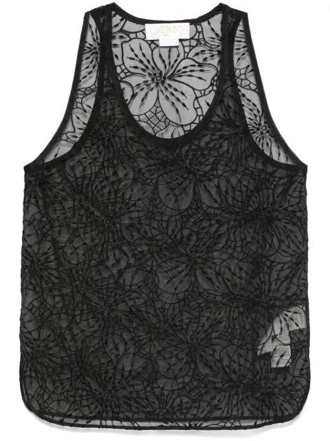 Genny floral-embroidered organza tank top