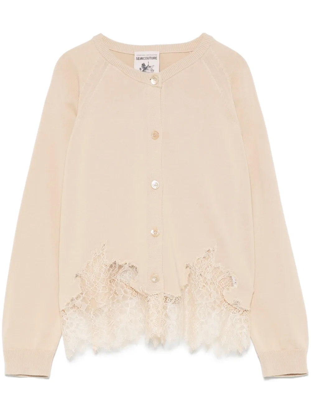 Semicouture Vest met kanten afwerking Beige