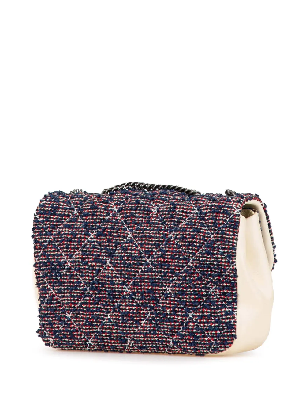 Pre-owned Chanel 2016-2017 Mini Rectangular Tweed Single Flap Shoulder Bag In White