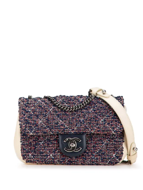 Mini sac porté épaule Rectangular Single Flap en tweed (2016-2017) - CHANEL Pre-Owned - Modalova