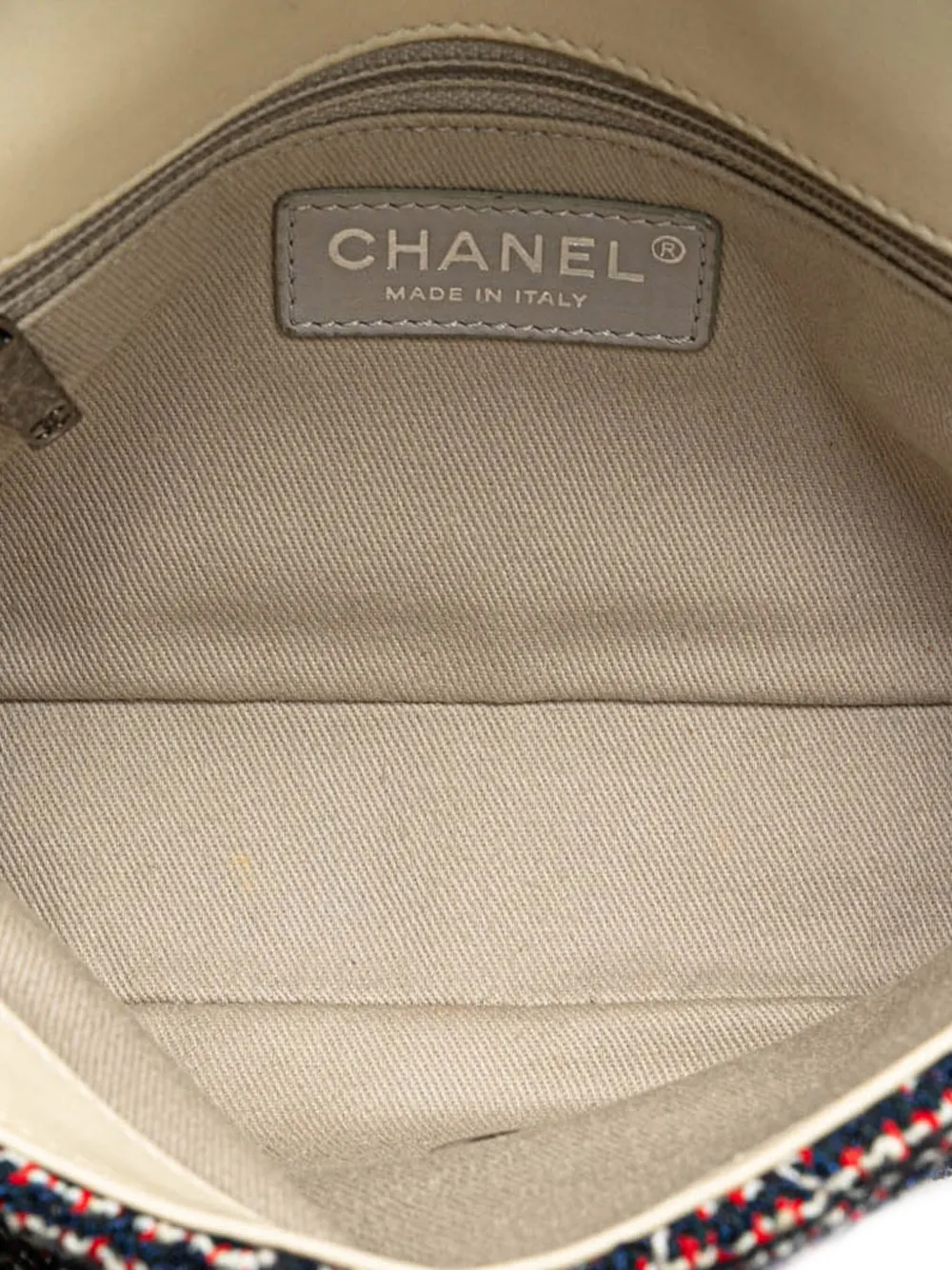 Pre-owned Chanel 2016-2017 Mini Rectangular Tweed Single Flap Shoulder Bag In White