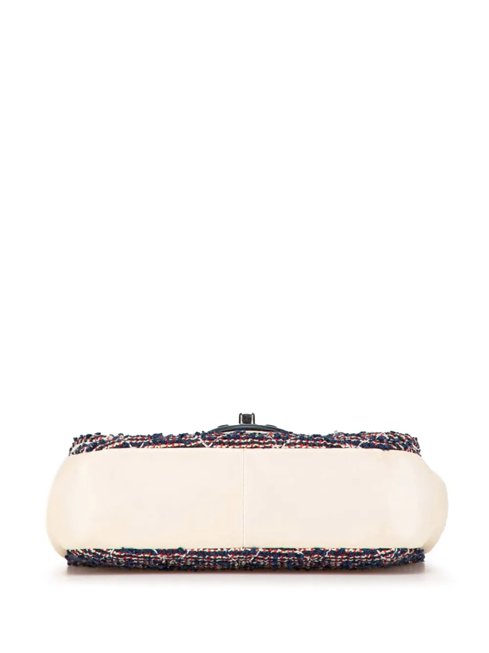 Pre-owned Chanel 2016-2017 Mini Rectangular Tweed Single Flap Shoulder Bag In White