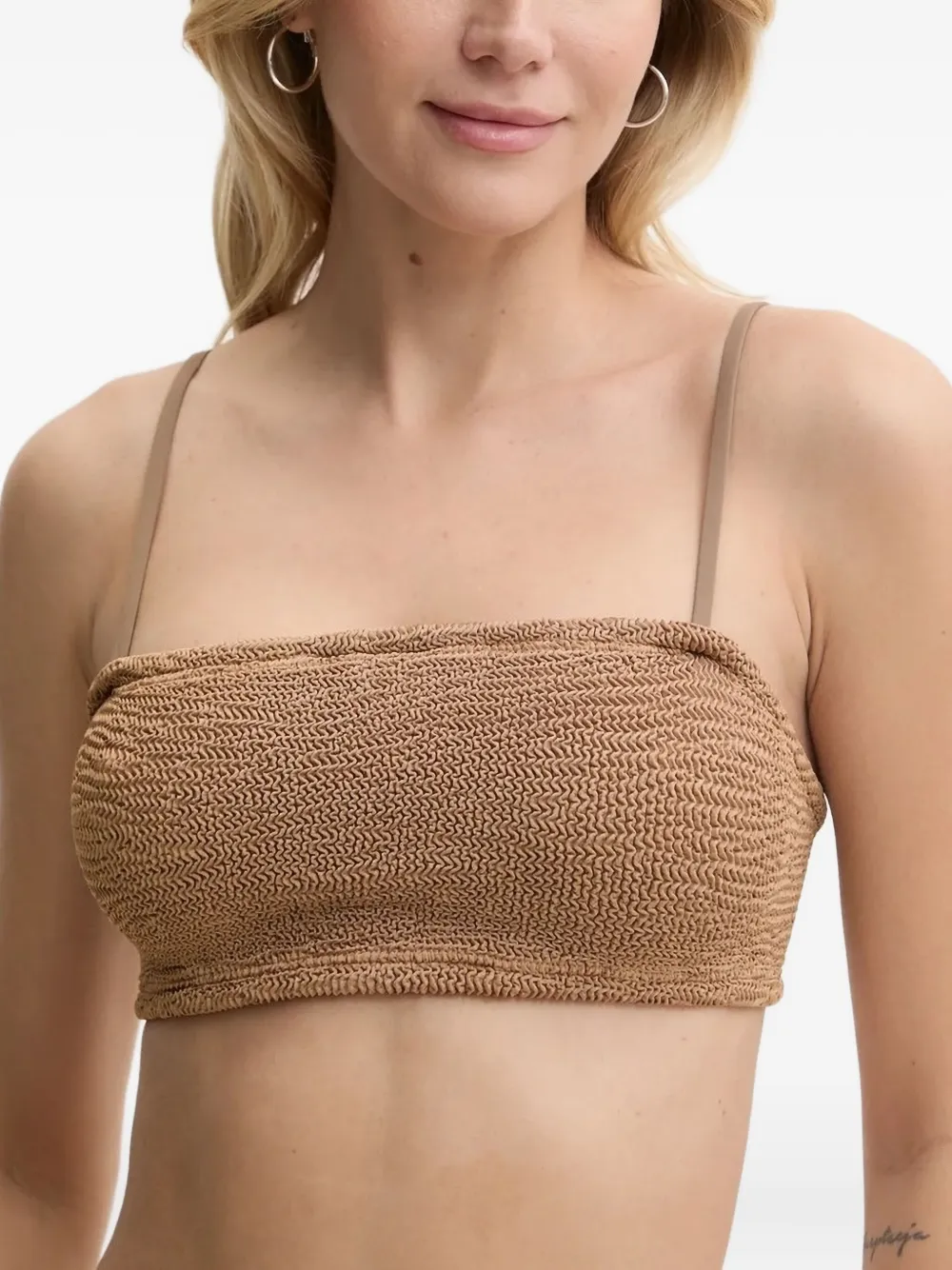 Paramidonna Seersucker High-waisted Bikini In Brown