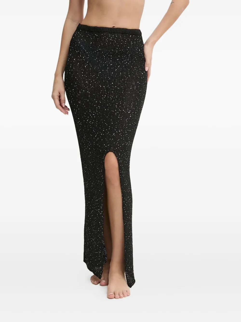 PARAMIDONNA Bruna sequin-embellished split skirt | Black | Image 1