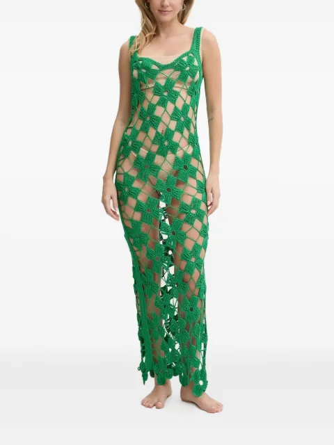 PARAMIDONNA flower-crochet midi beach dress