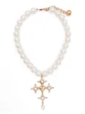 Blumarine cross-pendant choker - White