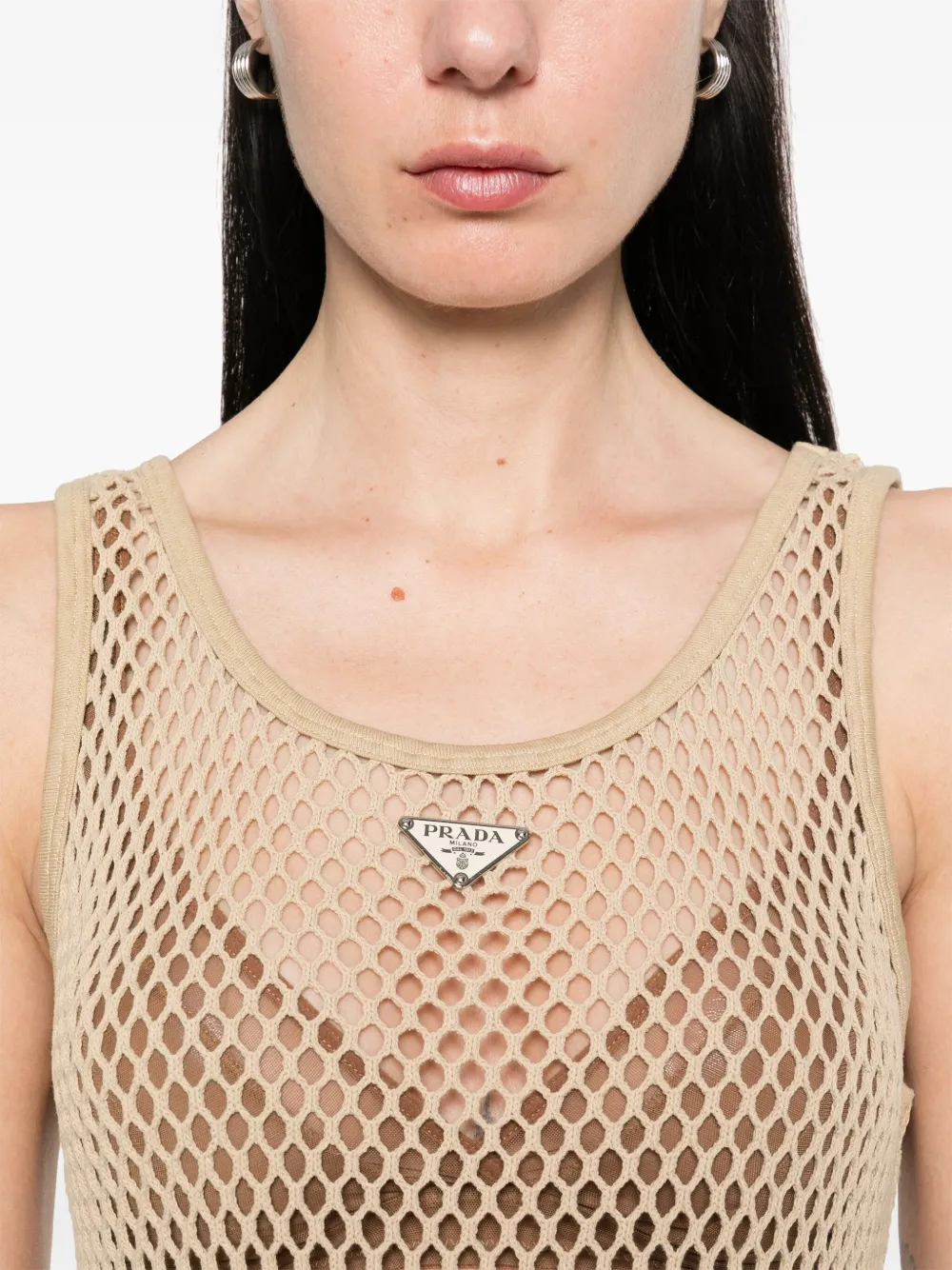 Prada Opengebreide tanktop Beige