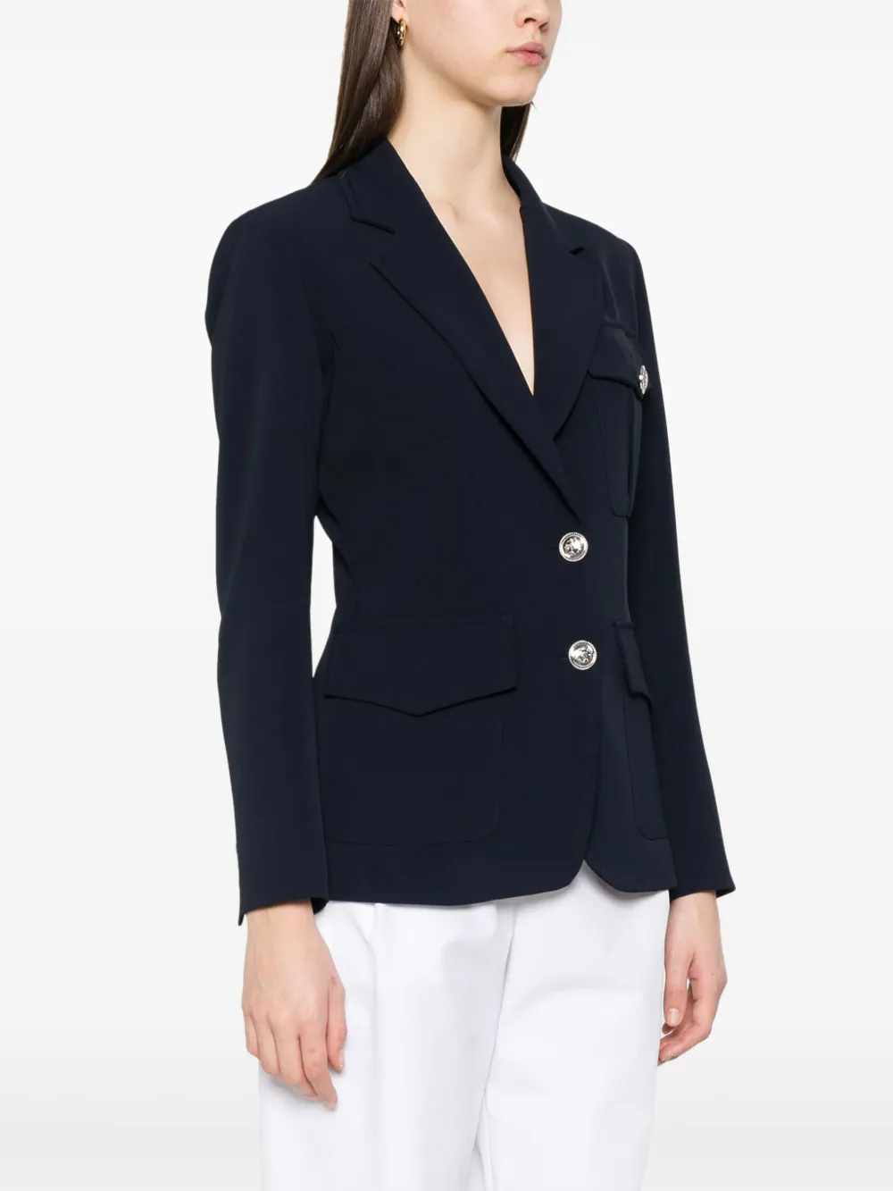 Liu •jo Double-breasted Blazer In Blue