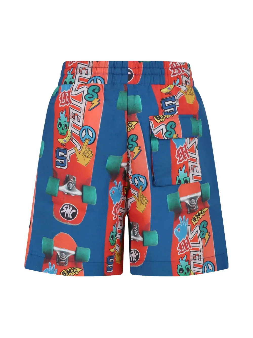 Stella McCartney Kids skateboard-print shorts - Blauw