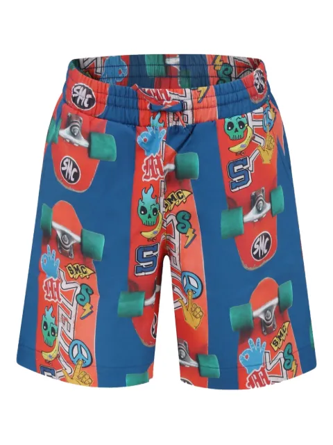 Stella McCartney Kids شورت بطبعة لوح تزلج
