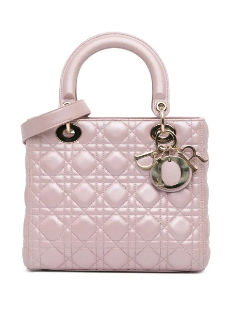 Christian Dior Pre-Owned 2016 Medium Pearlescent Lambskin Cannage Lady Dior satchel