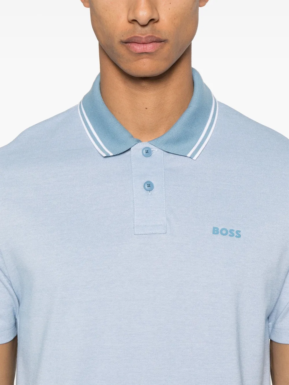 BOSS Piqué poloshirt Blauw