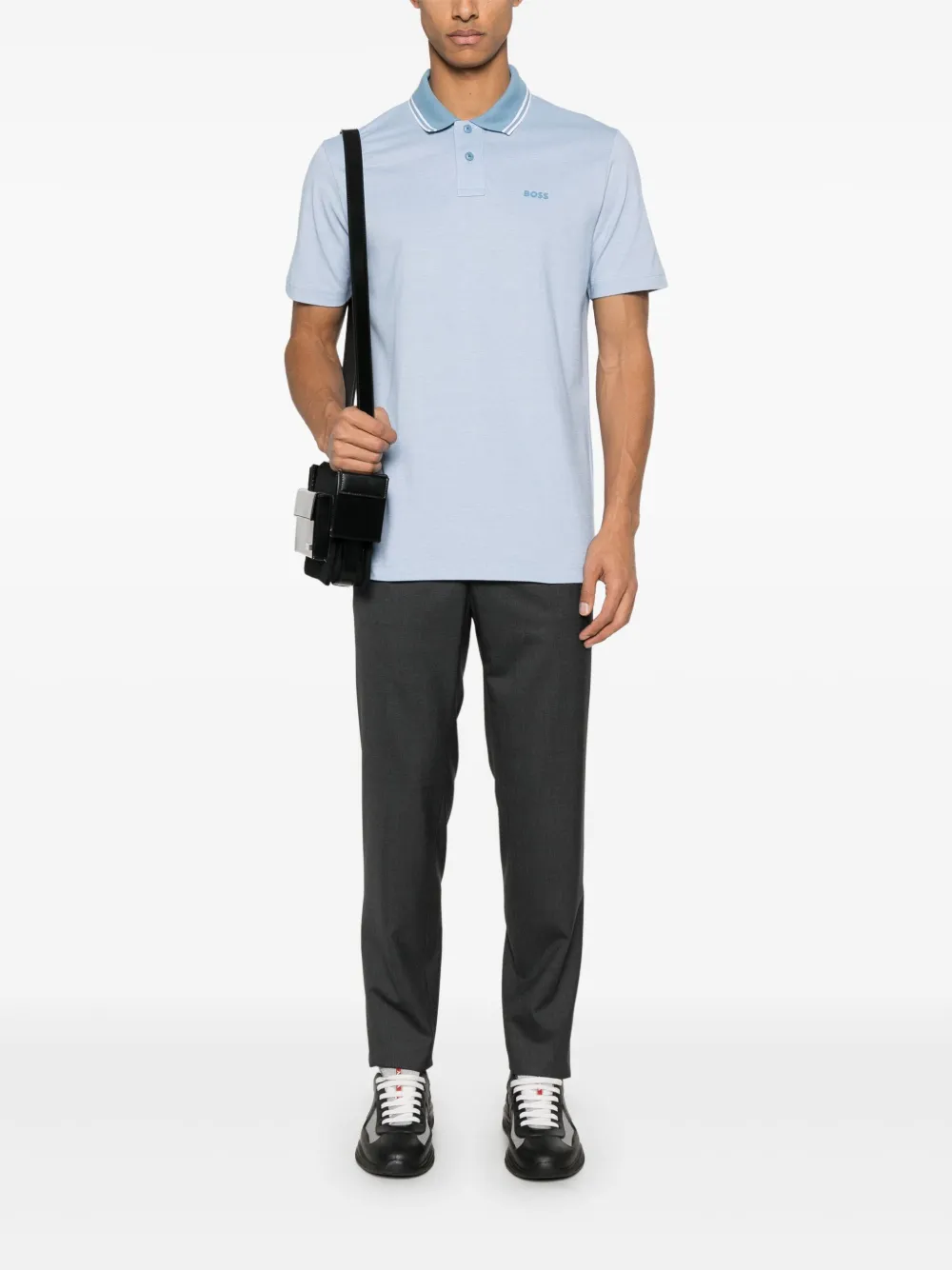 BOSS Piqué poloshirt - Blauw