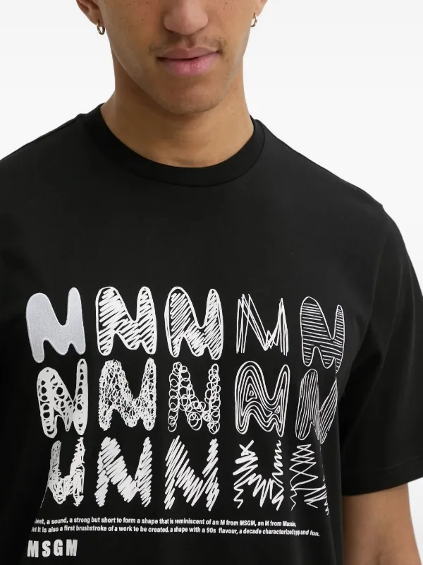 msgm Tシャツ　ブラック　ロゴ MSGM グラフィック Tシャツ | ブラック | FARFETCH JP