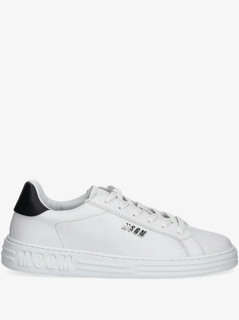 MSGM logo-plaque leather sneakers | White | Image 1