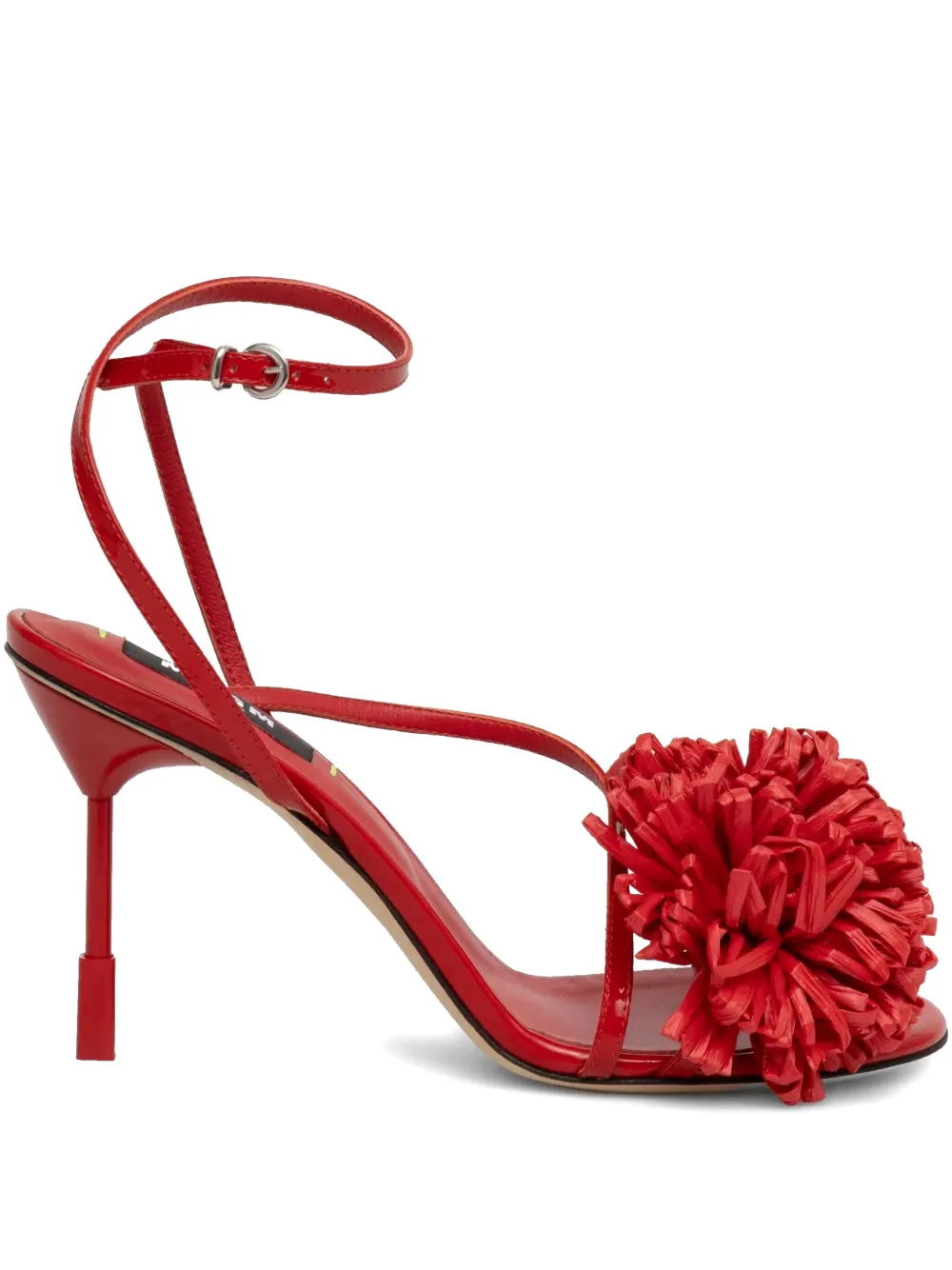 Msgm 85mm Floral-applique Sandals In Red