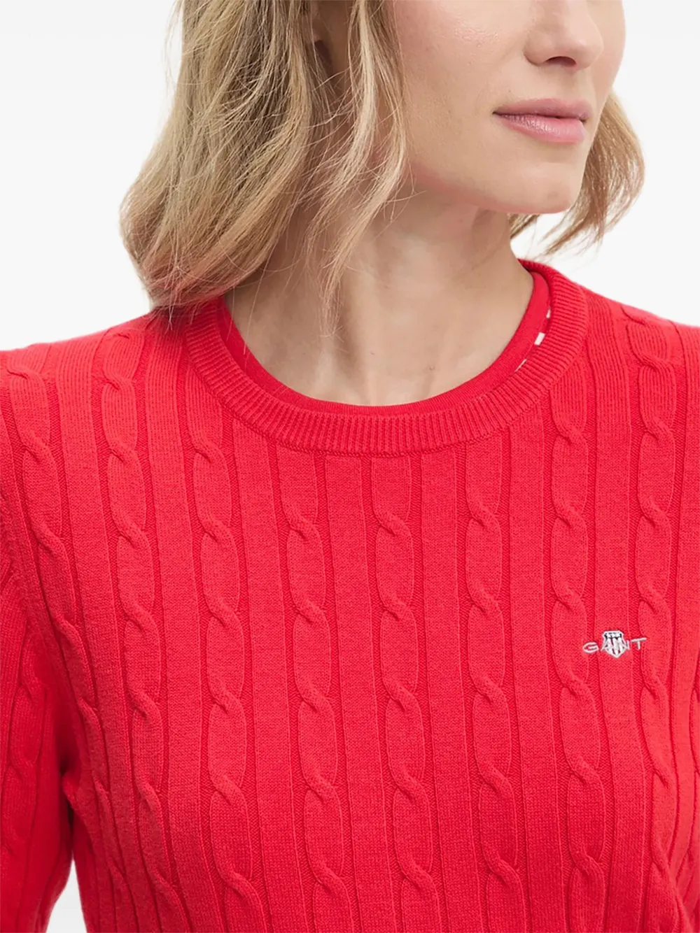 Gant Kabelgebreide trui Rood