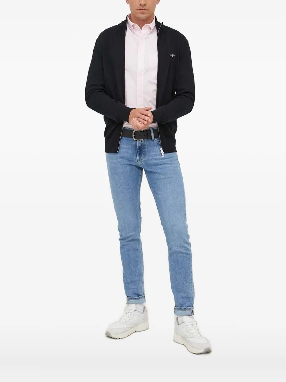 Gant Vest met rits en logo Zwart