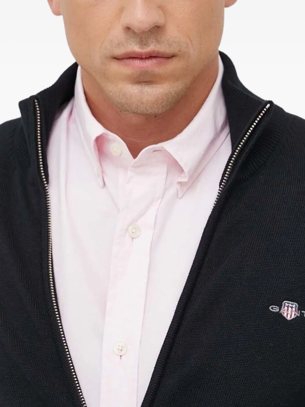 Gant Vest met rits en logo Zwart
