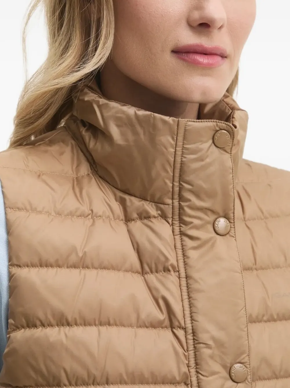 Gant Quilted Gilet In Brown