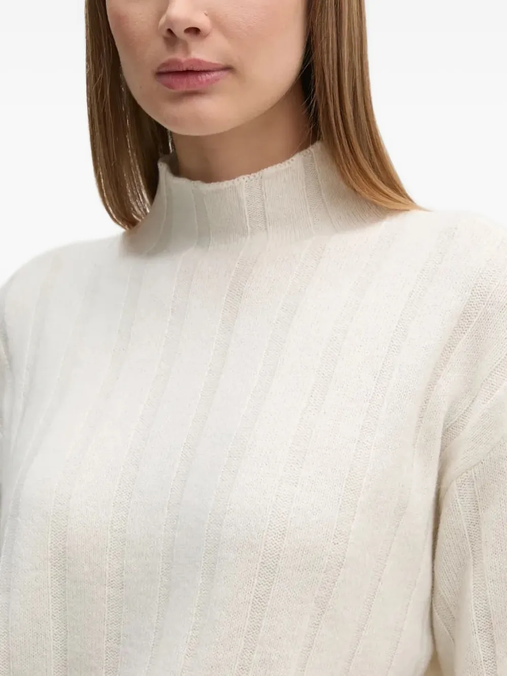 Gant Geribbelde coltrui Beige
