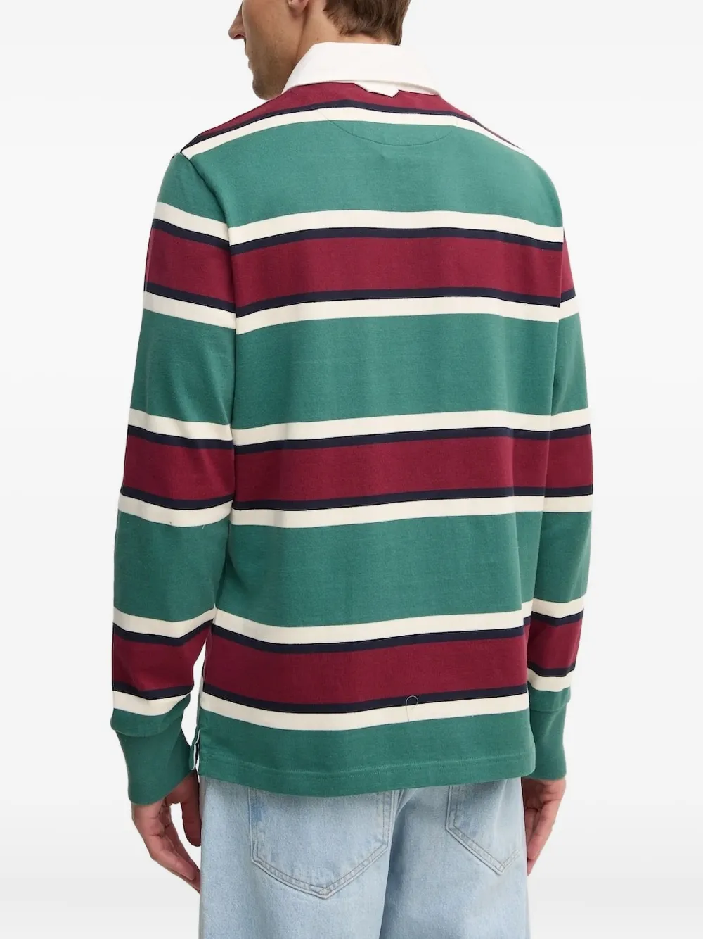 Gant long-sleeved striped polo shirt - Groen