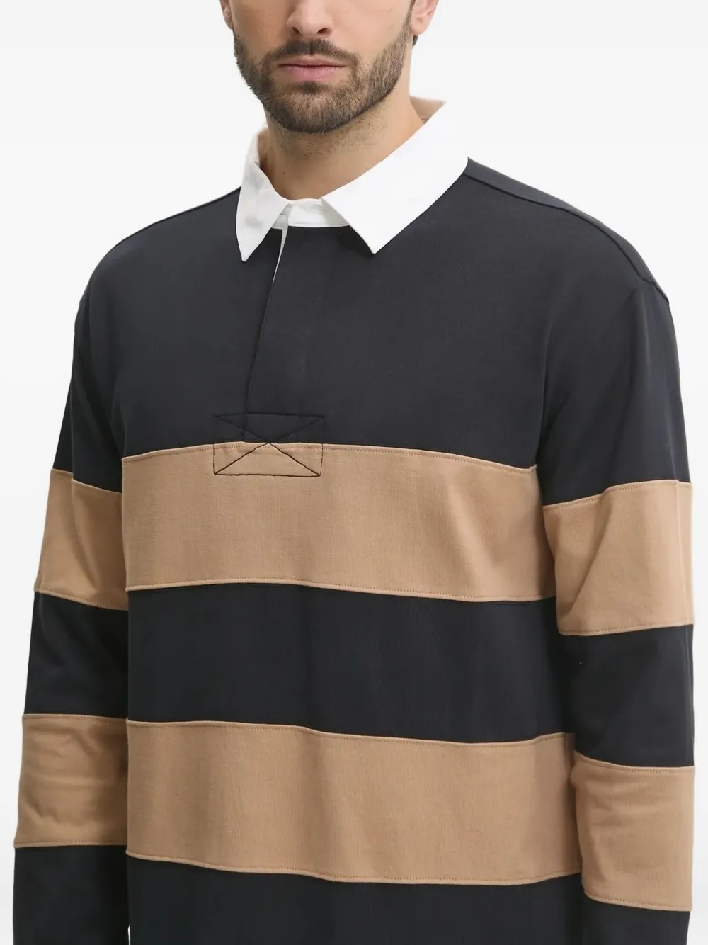 Gant Gestreept poloshirt Zwart