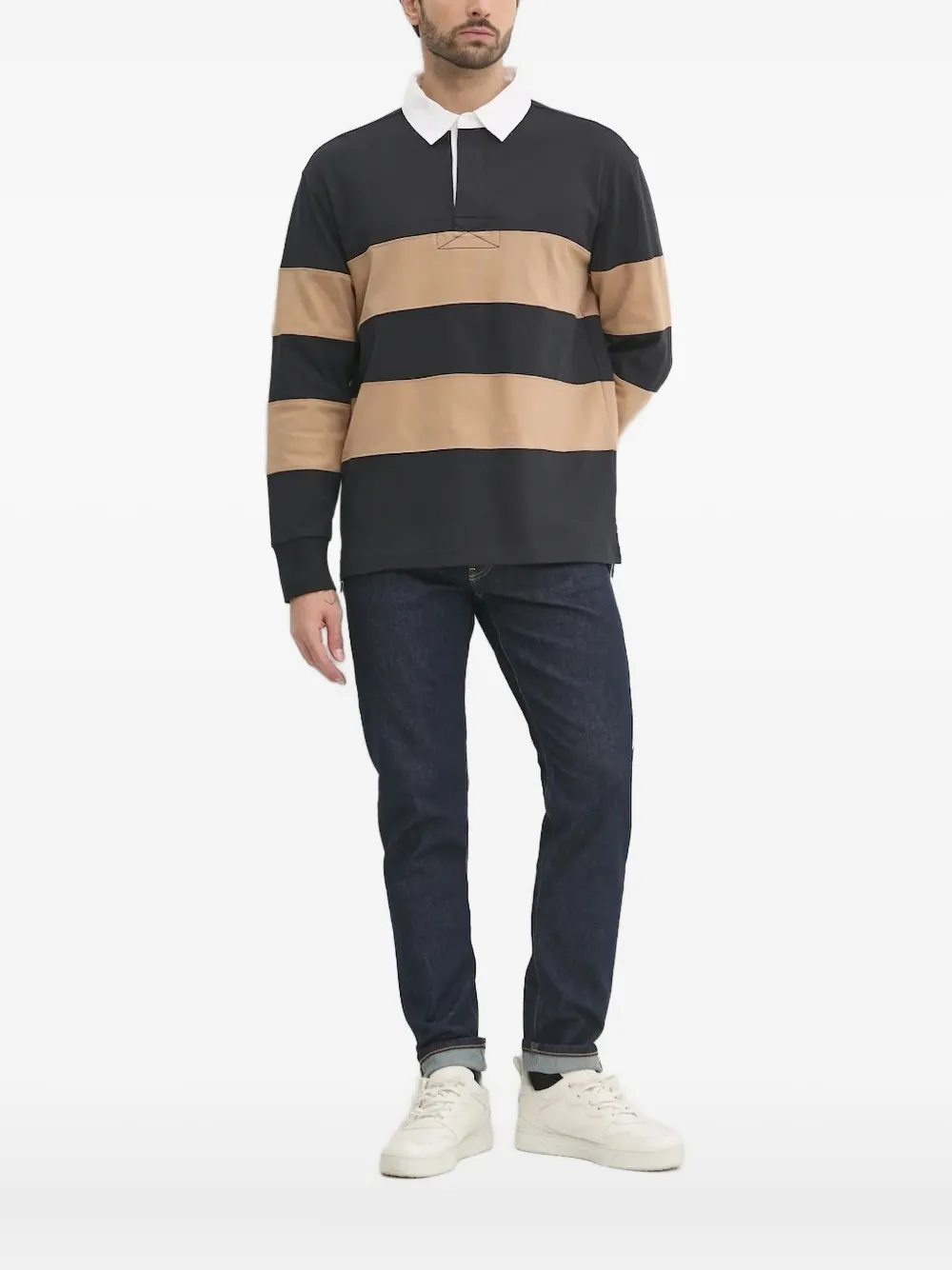Gant Gestreept poloshirt Zwart
