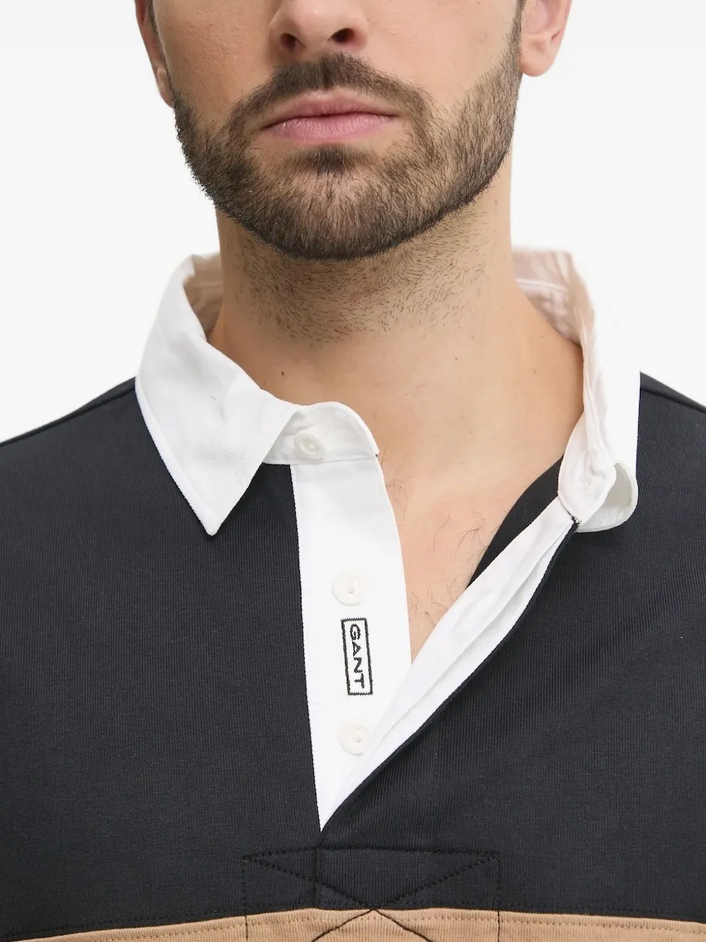 Gant Gestreept poloshirt Zwart