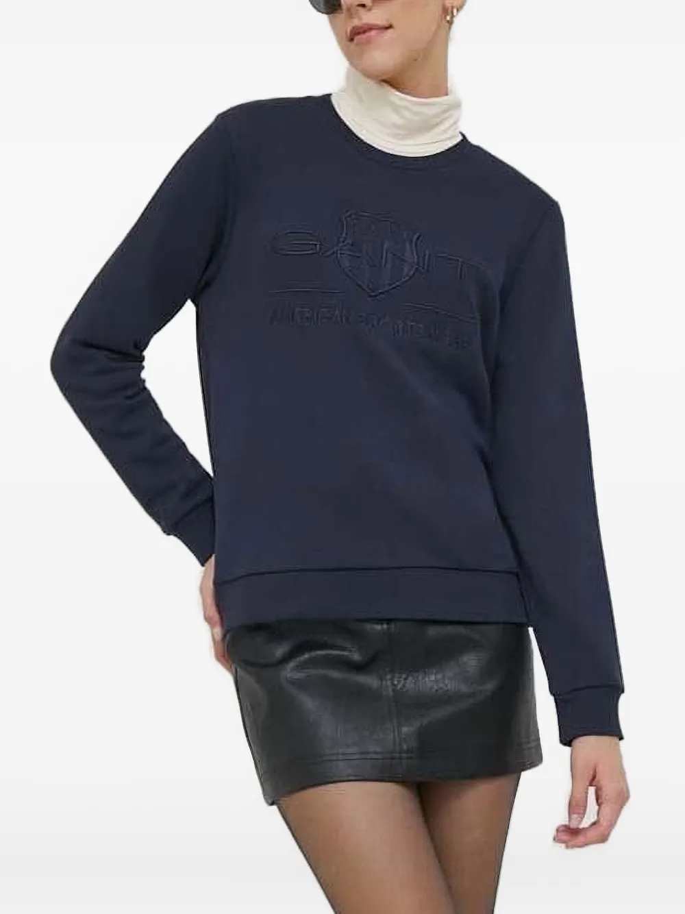 Gant Sweater met geborduurd logo Blauw