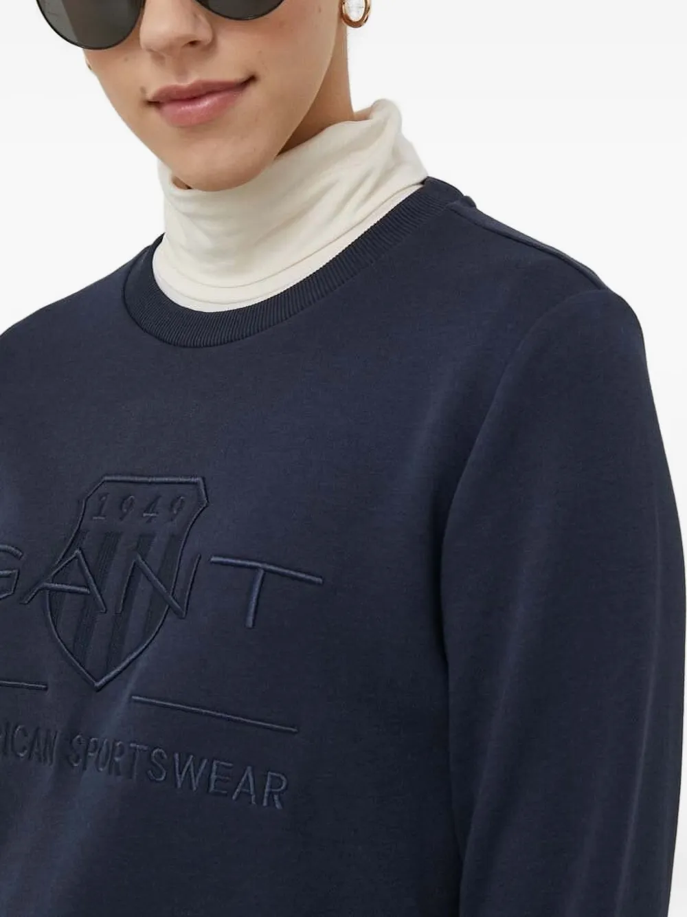 Gant Sweater met geborduurd logo Blauw