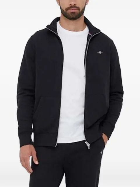 Gant Shield logo-embroidered zip-neck sweater