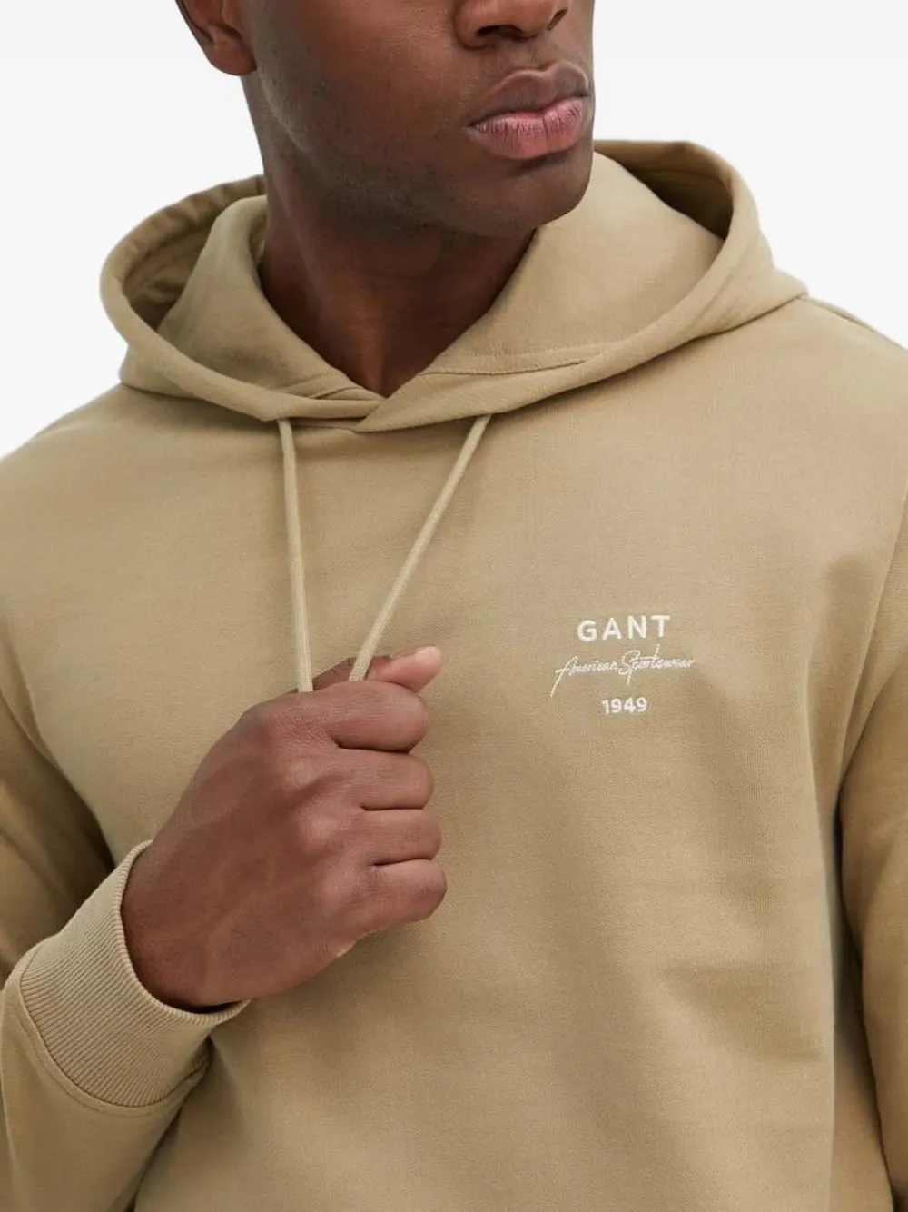 Gant Hoodie met geborduurd logo Beige