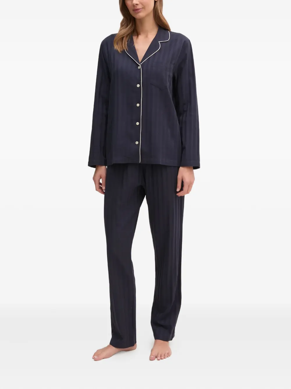 Gant Striped Piped Pyjamas In Blue