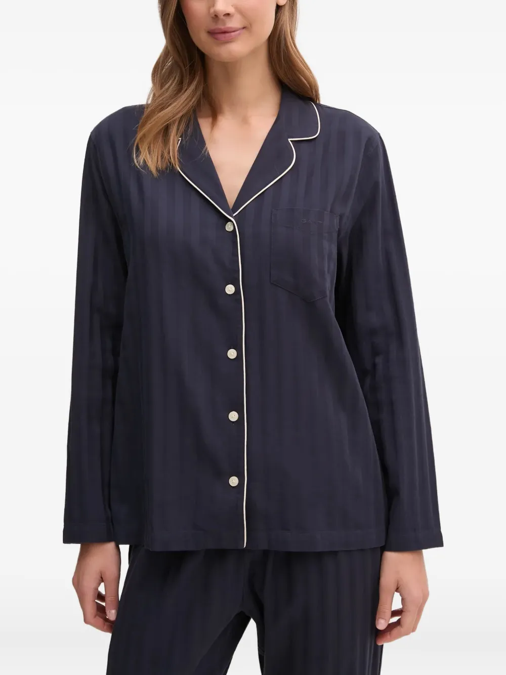 Gant Striped Piped Pyjamas In Blue