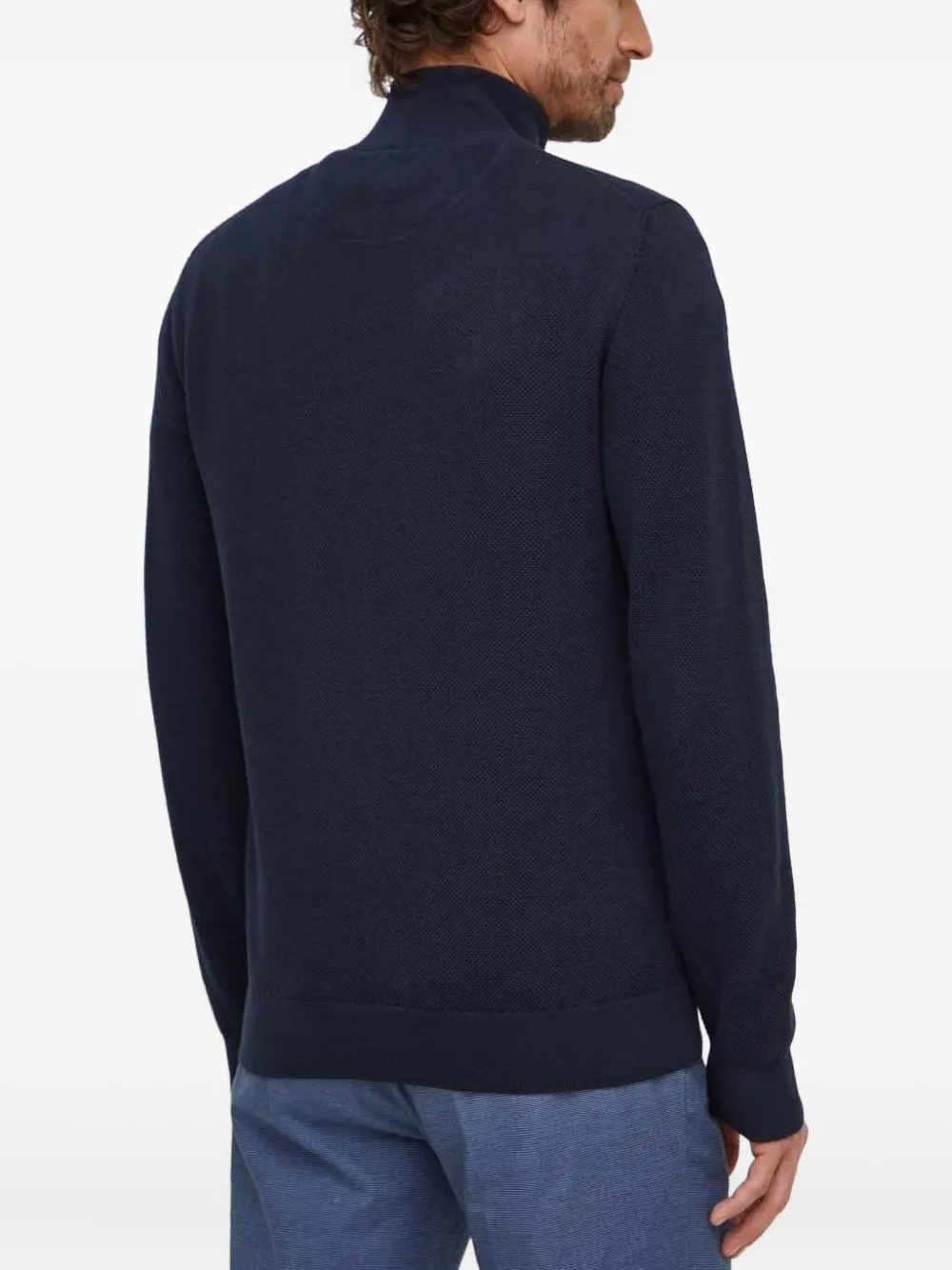 Gant Trui met halve rits en textuur - Blauw