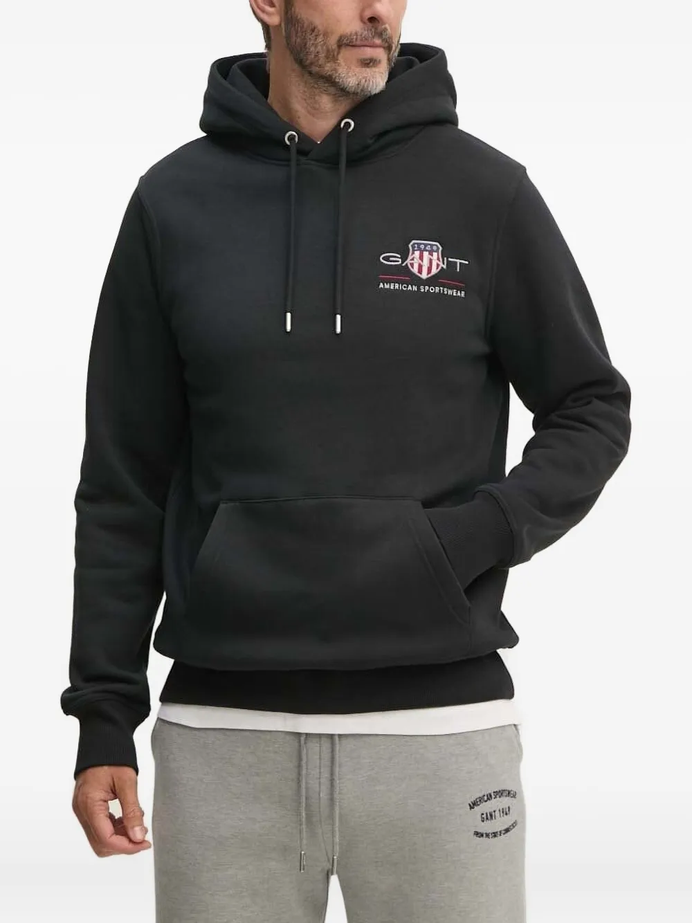 Gant Archive Shield medium hoodie met geborduurd logo Zwart