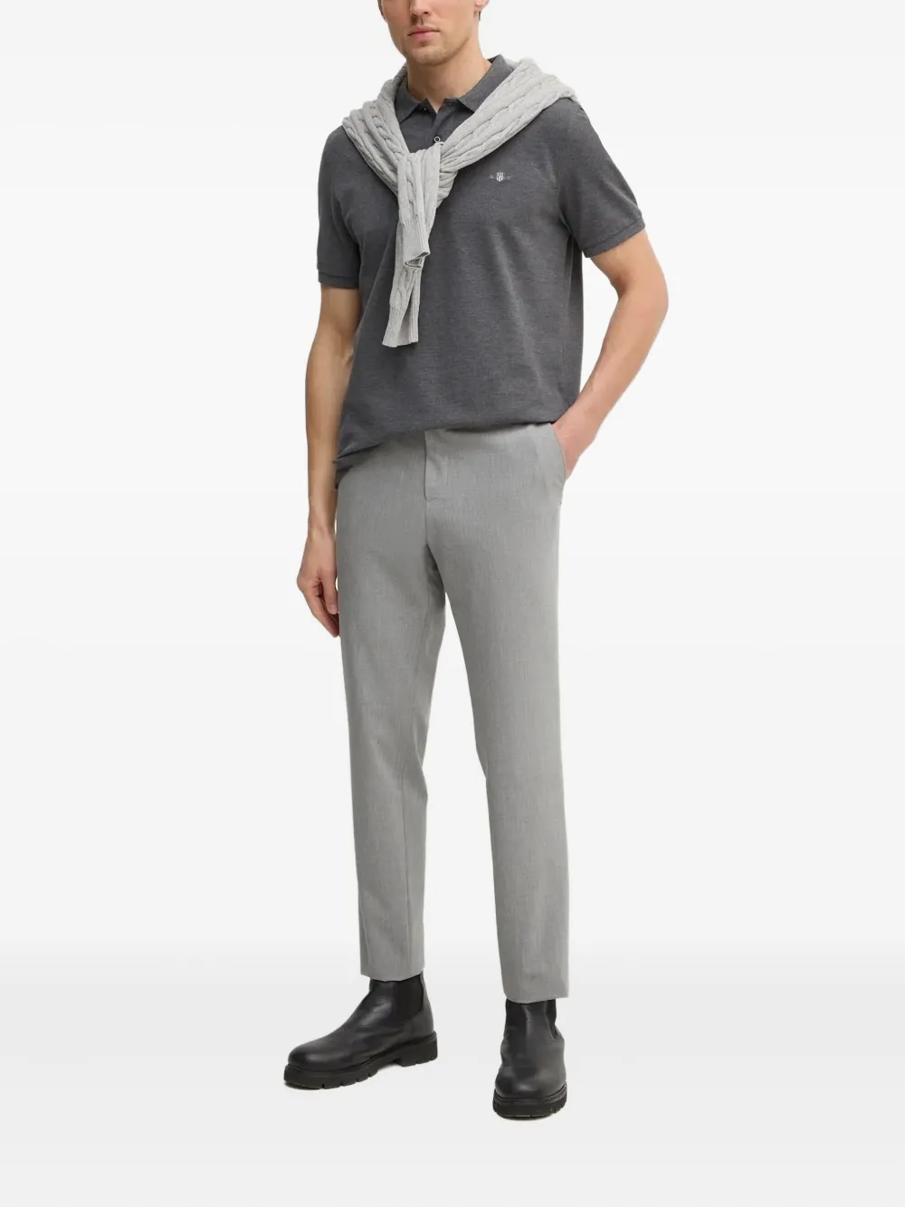 Gant cable-knit half-zip sweater Grijs
