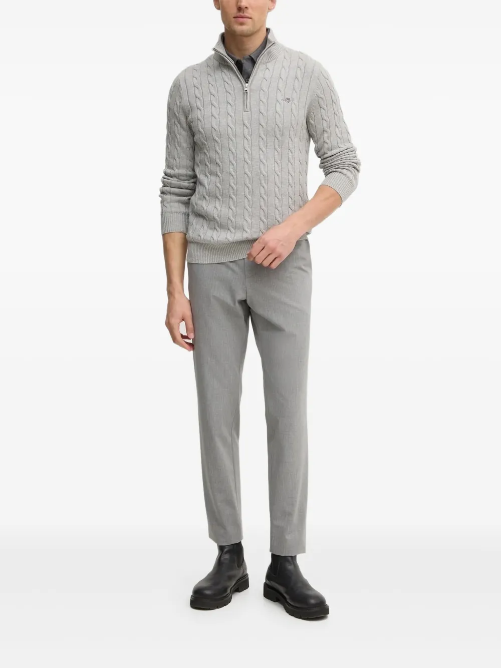 Gant cable-knit half-zip sweater Grijs