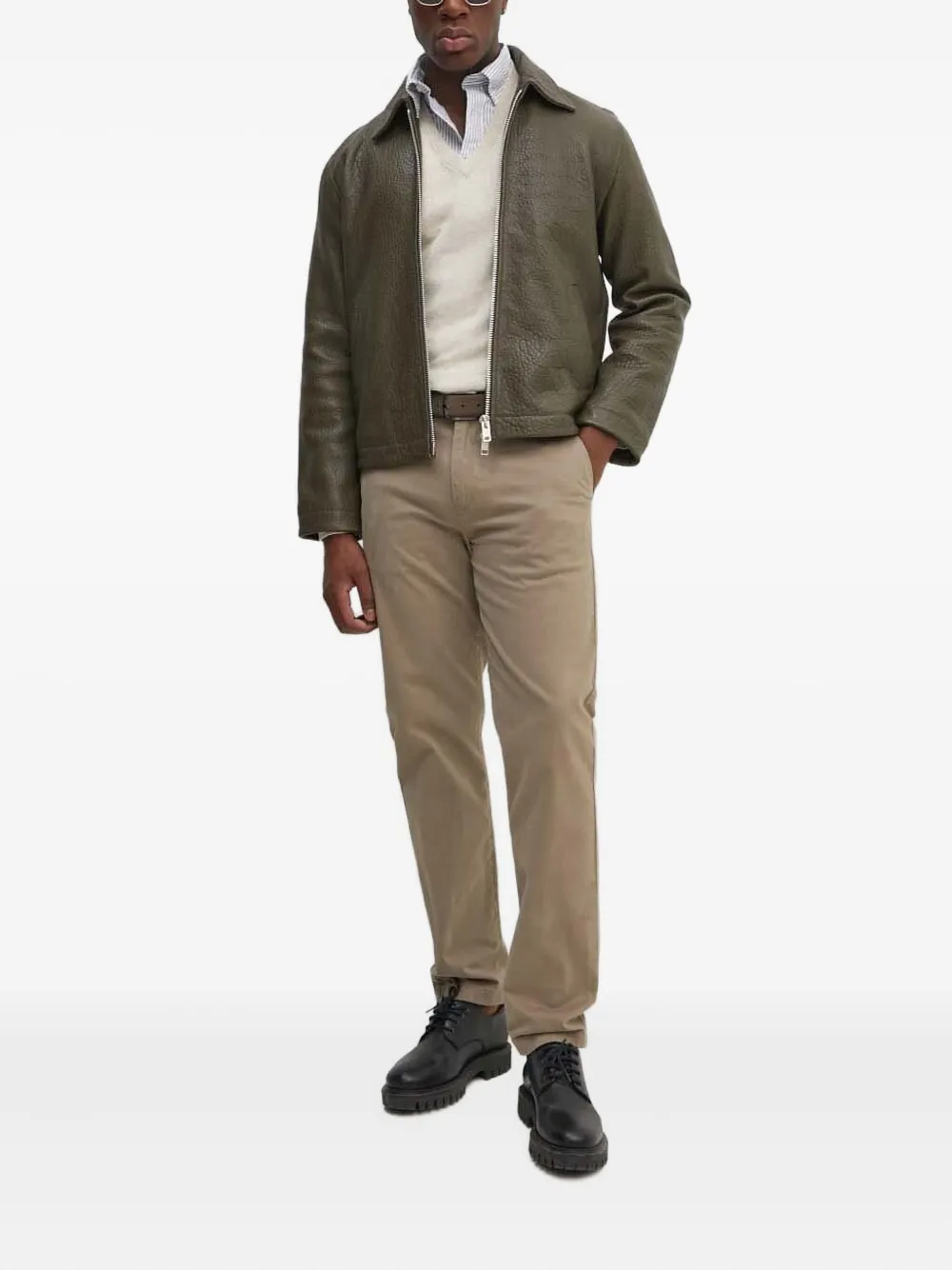 Gant V-neck logo sweater Beige