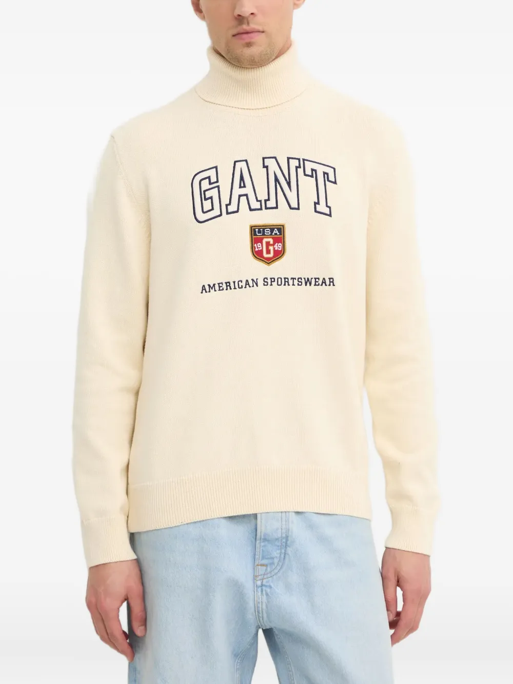 Gant logo-lettering turtleneck sweater | Neutrals | Image 1