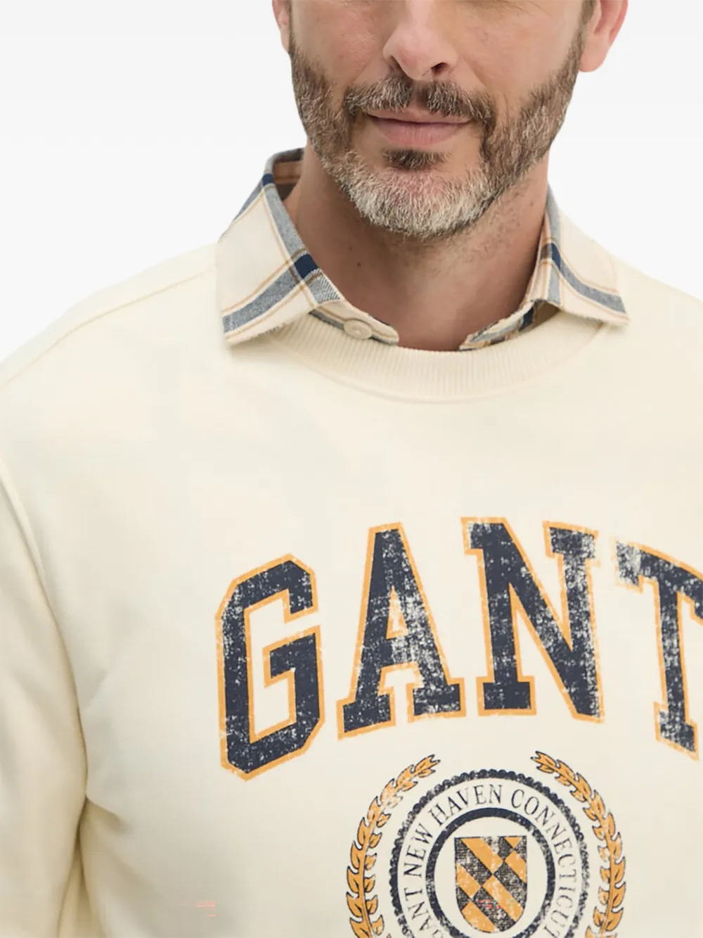 Gant Sweater verfraaid met logo Beige