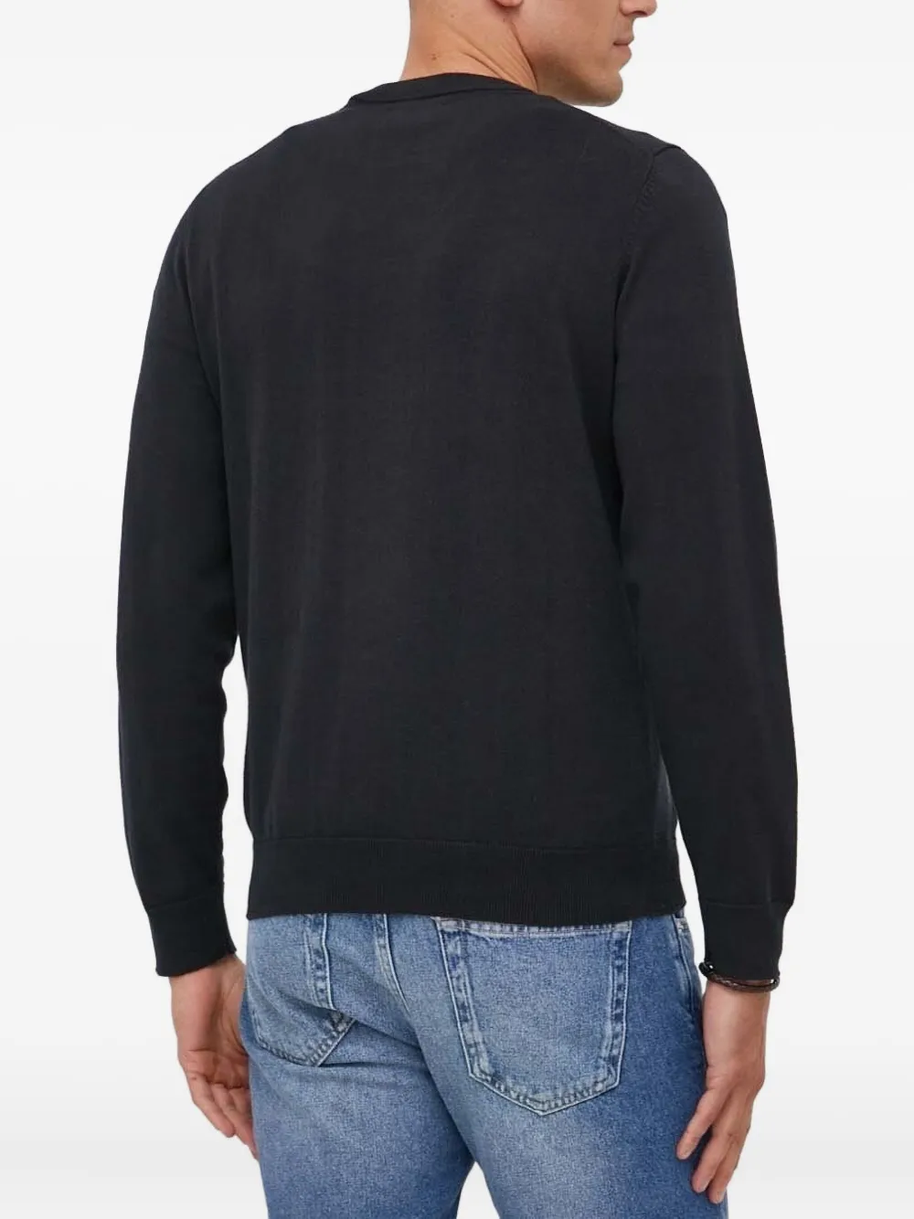 Gant logo-embroidered crew-neck sweater Zwart