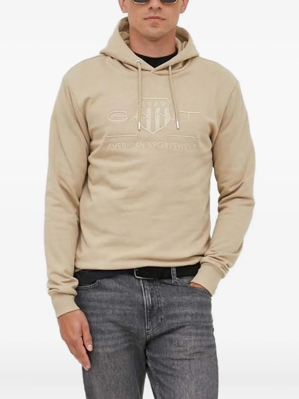 Gant Tonal Shield embroidered-logo hoodie | Neutrals | Image 1
