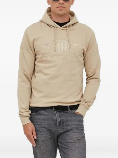 Gant Tonal Shield embroidered-logo hoodie