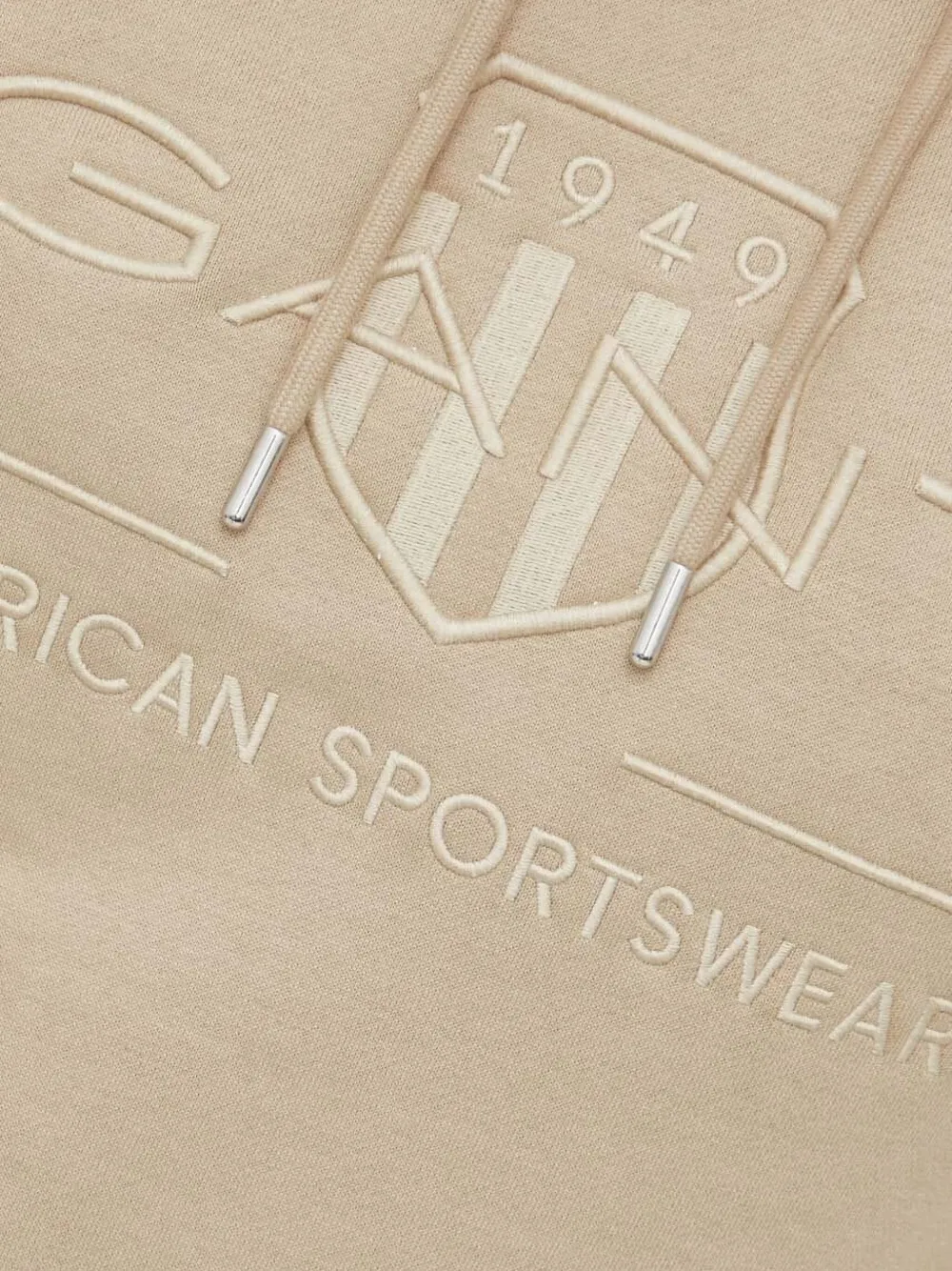 Gant Tonal Shield Embroidered-logo Hoodie In Neutral