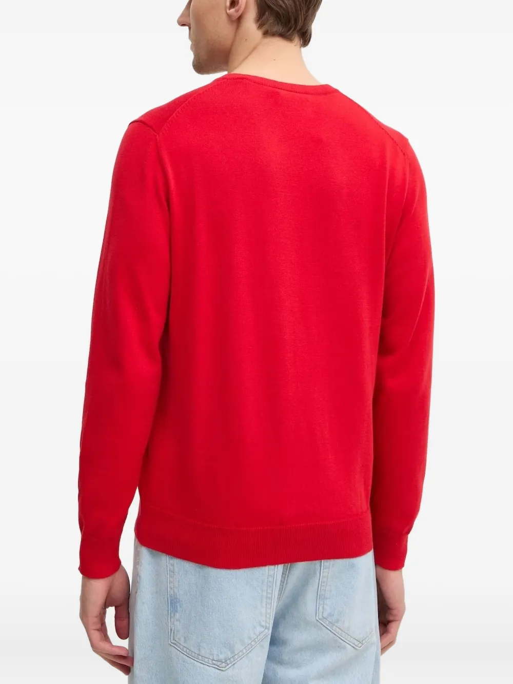 Gant V-neck logo-embroidered sweater - Rood