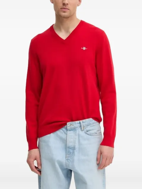 Gant V-neck logo-embroidered sweater