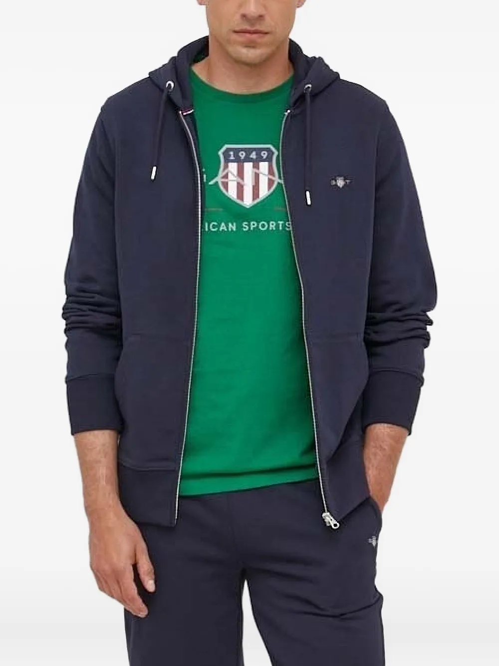 Gant Hoodie met rits Blauw